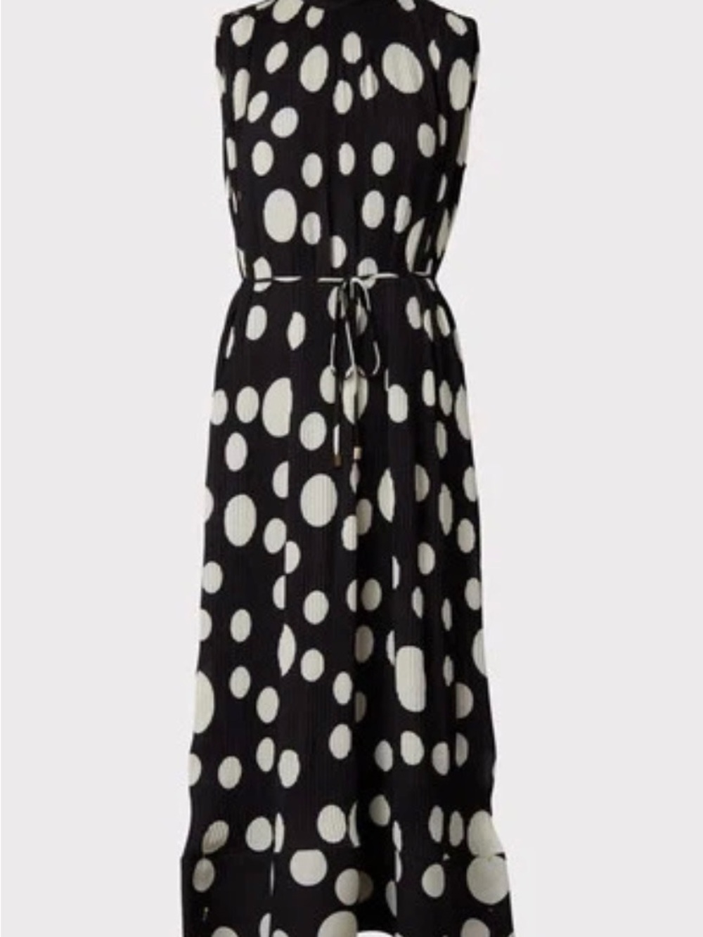 Milly Sleeveless Black Midi Dress with White Polka Dot Print - Picture 2 of 8